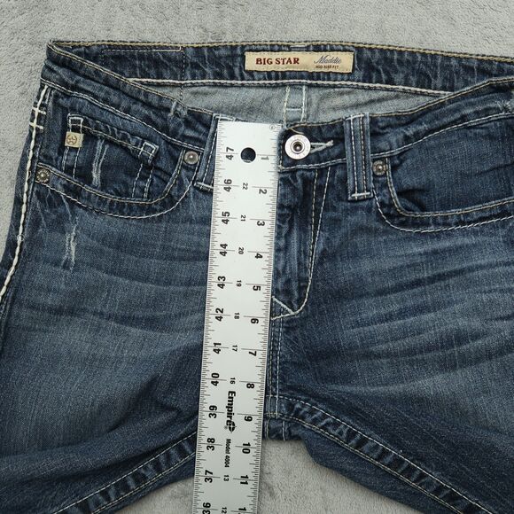 Big Star Jeans Women's 29 Mid-Rise Maddie Straight Denim 26.5" Inseam Distressed - Picture 6 of 16